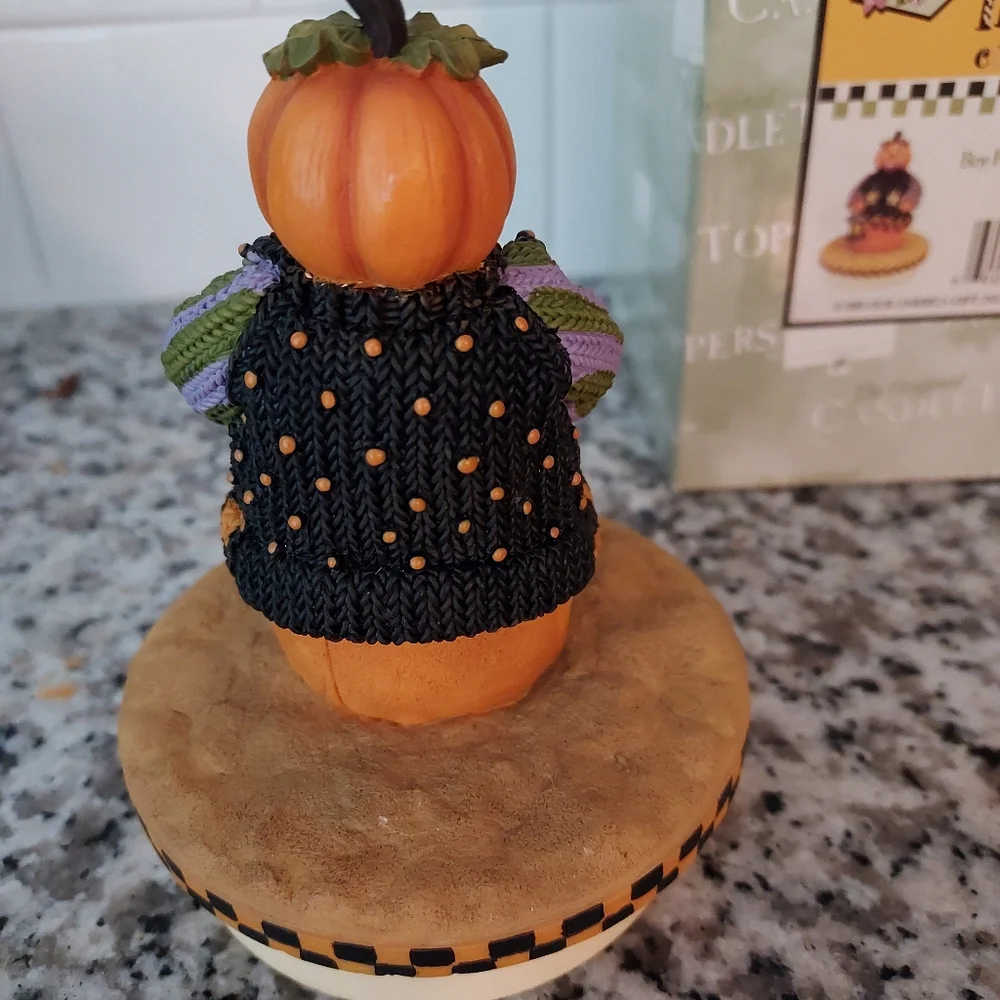 Halloween Boy Pumpkinhead With Lantern Our America Jar Topper by Heather Hykes